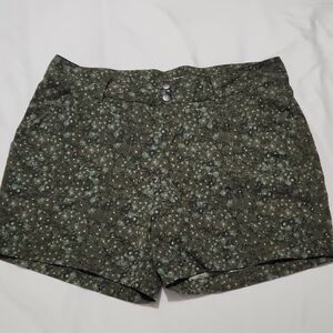 Columbia Olive Green Floral-Print High Waist Shorts
